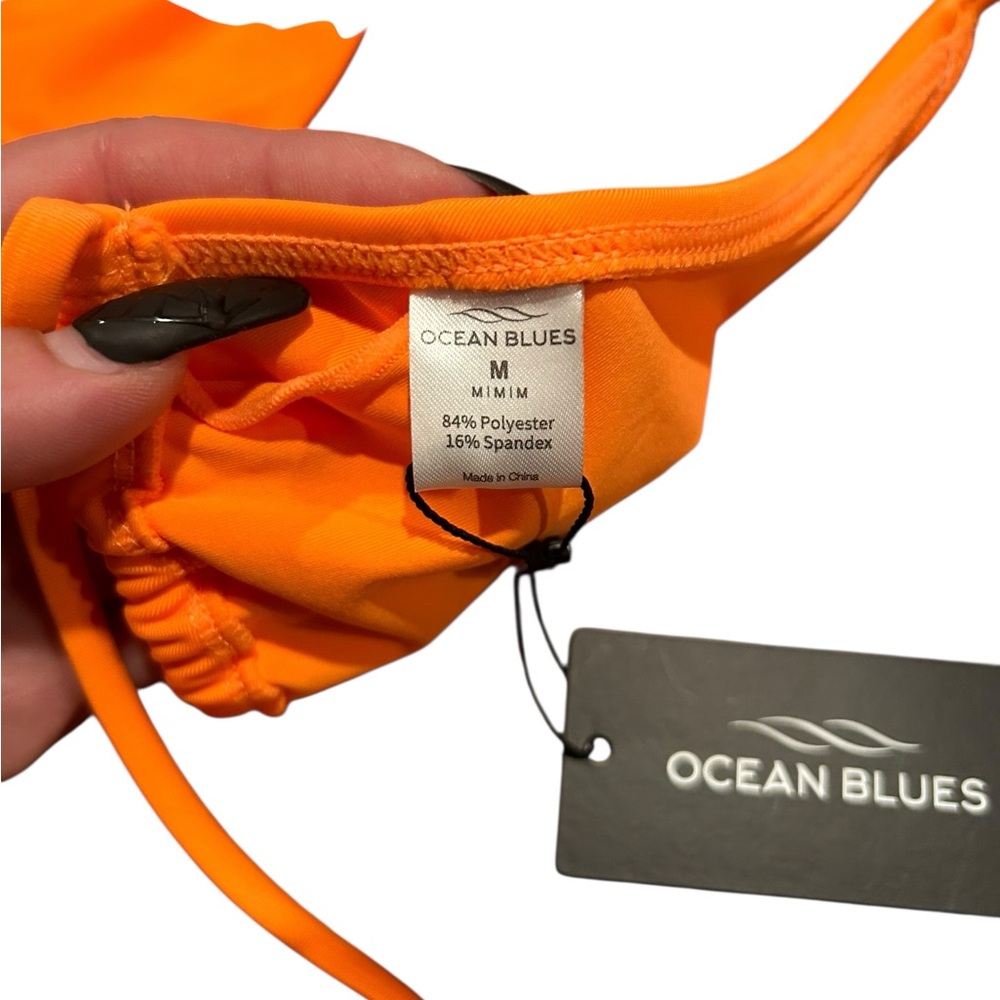 🧡Ocean Blues Neon Orange Triangle String Bikini Top - Picture 4 of 8